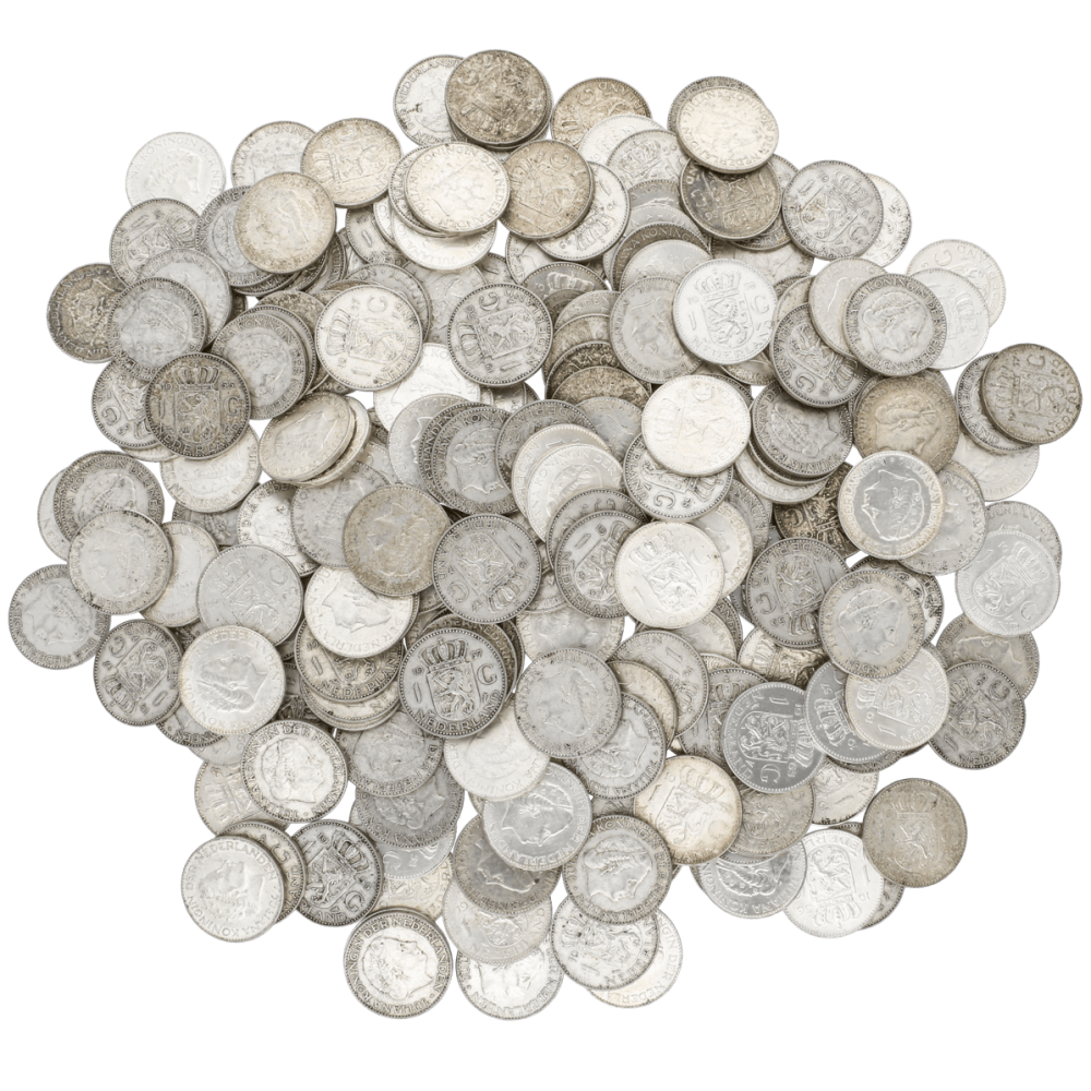 5 kilo argent pur en pièces néerlandaises diverses années
