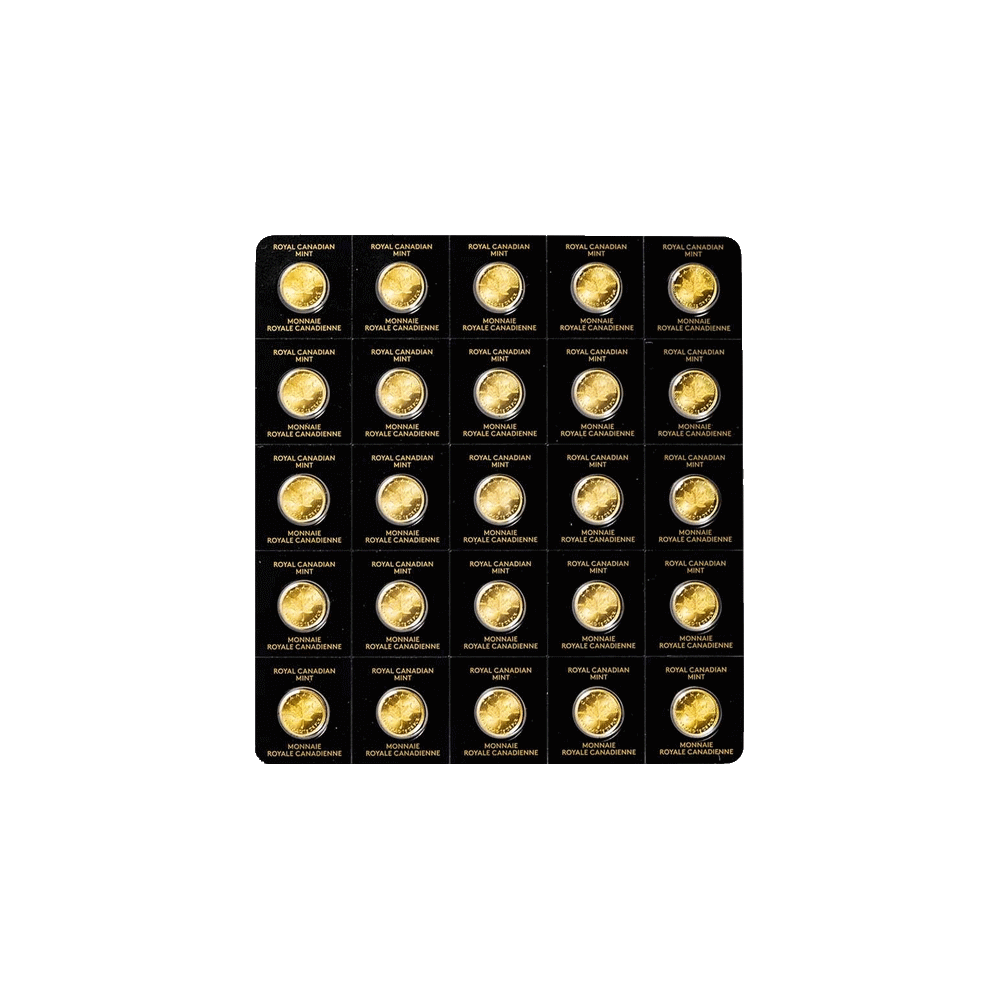 Feuille d'Érable 25 x 1 gramme or diverses années