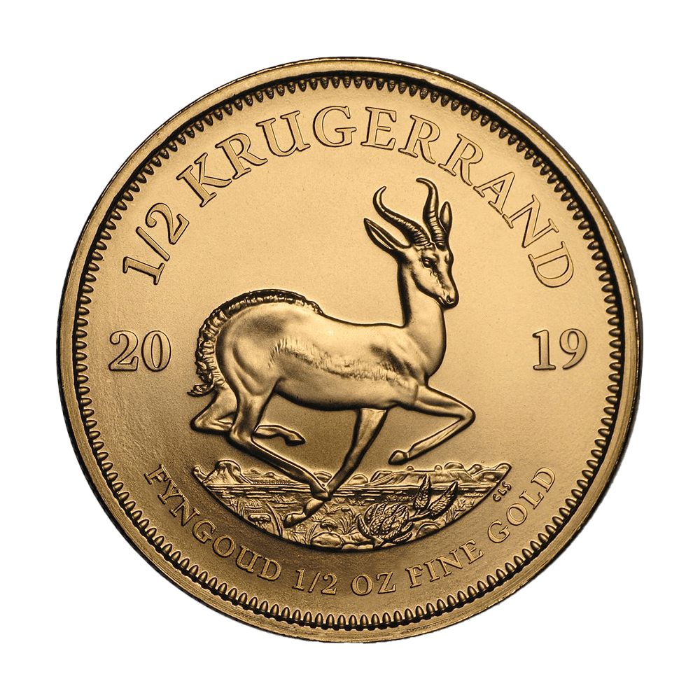Krugerrand en or 1/2 once troy années différentes