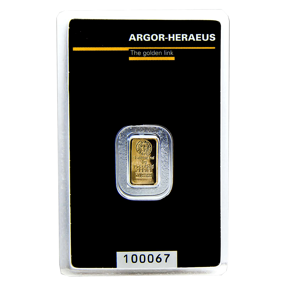 Lingot d'or Heraeus certifié de 1 gramme