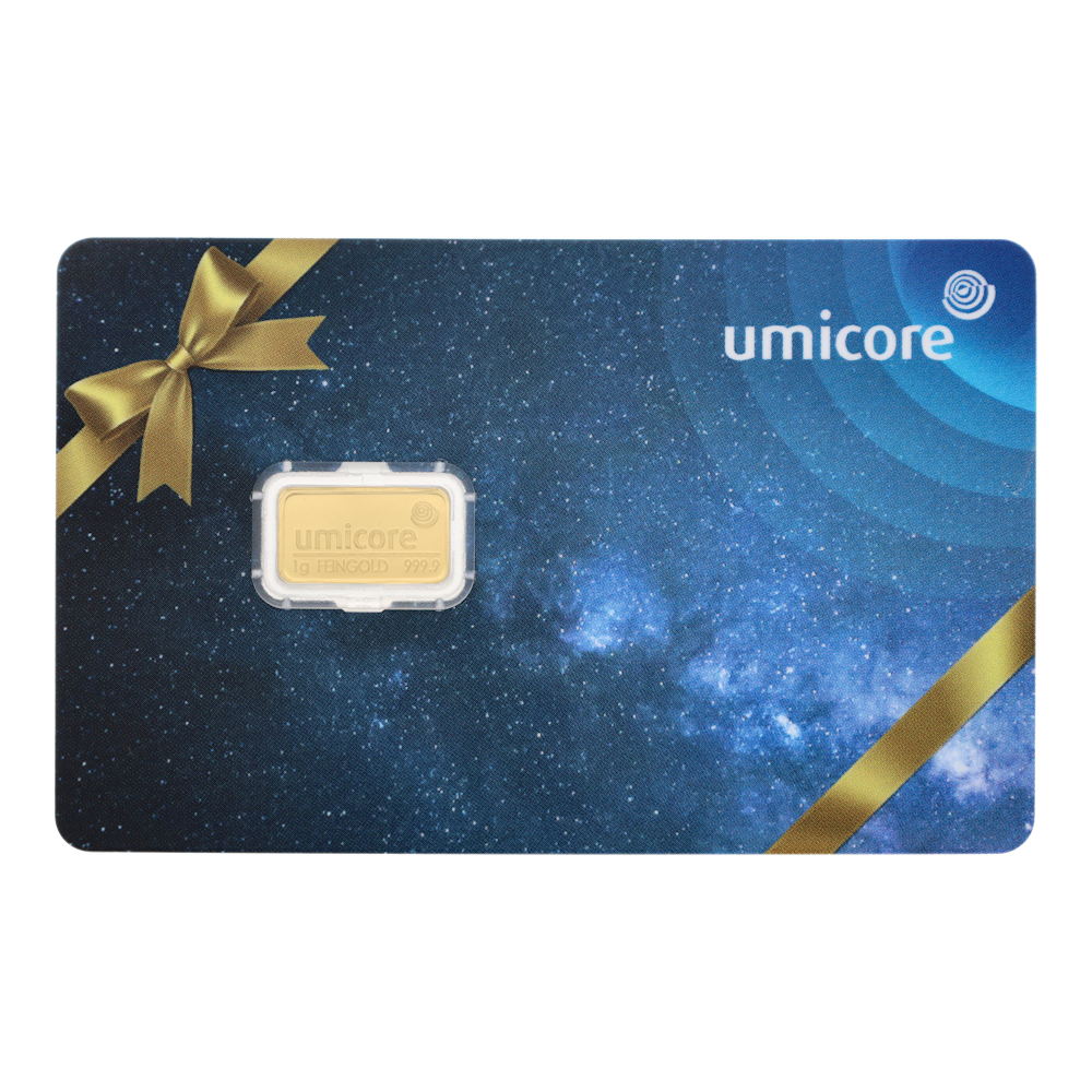 Lingot d or Umicore certifie de 1 gramme avec emballage cadeau