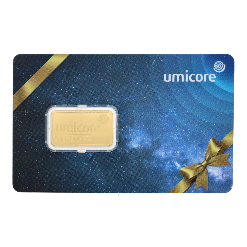 Lingot d or Umicore certifie de 2,5 gramme avec emballage cadeau