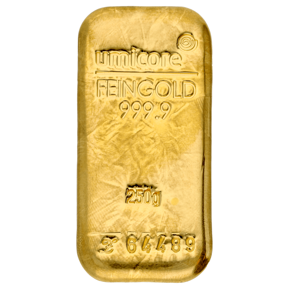 Lingot d'or Umicore certifié de 250 gramme