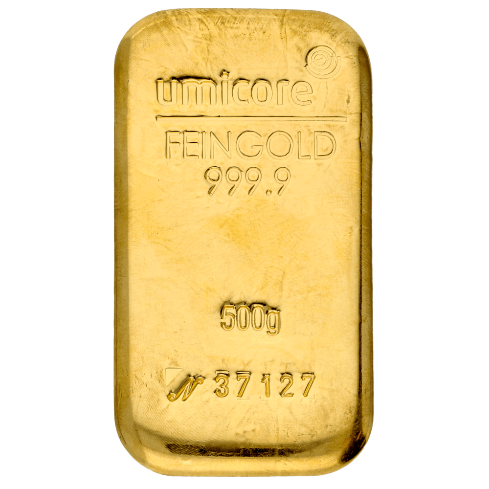 Lingot d'or Umicore certifié de 500 gramme