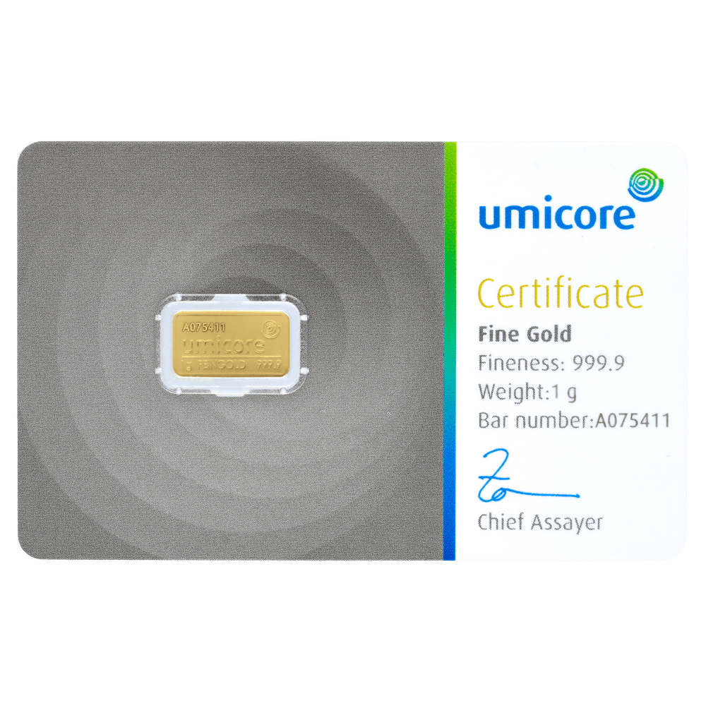 Lingot d’or Umicore certifié de 1 gramme