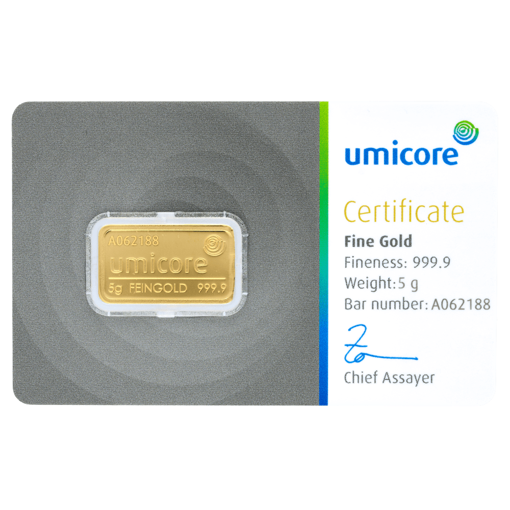 Lingot d’or Umicore certifié de 5 gramme