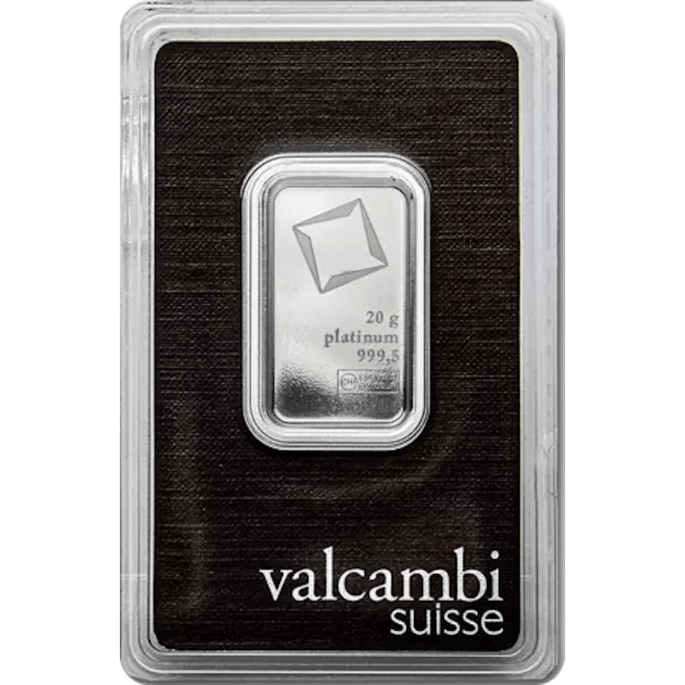 Lingot platine Valcambi certifié de 20 gramme