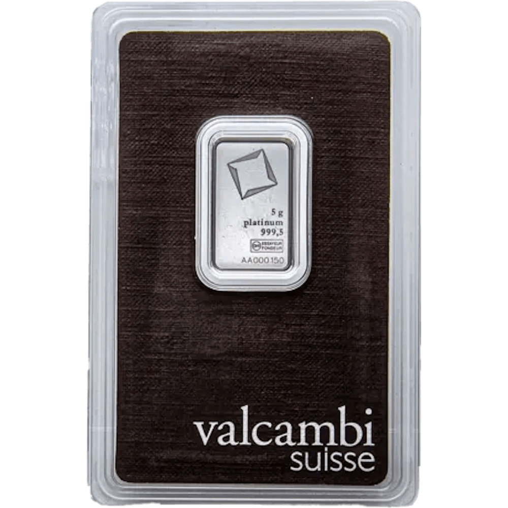 Lingot platine Valcambi certifié de 5 gramme