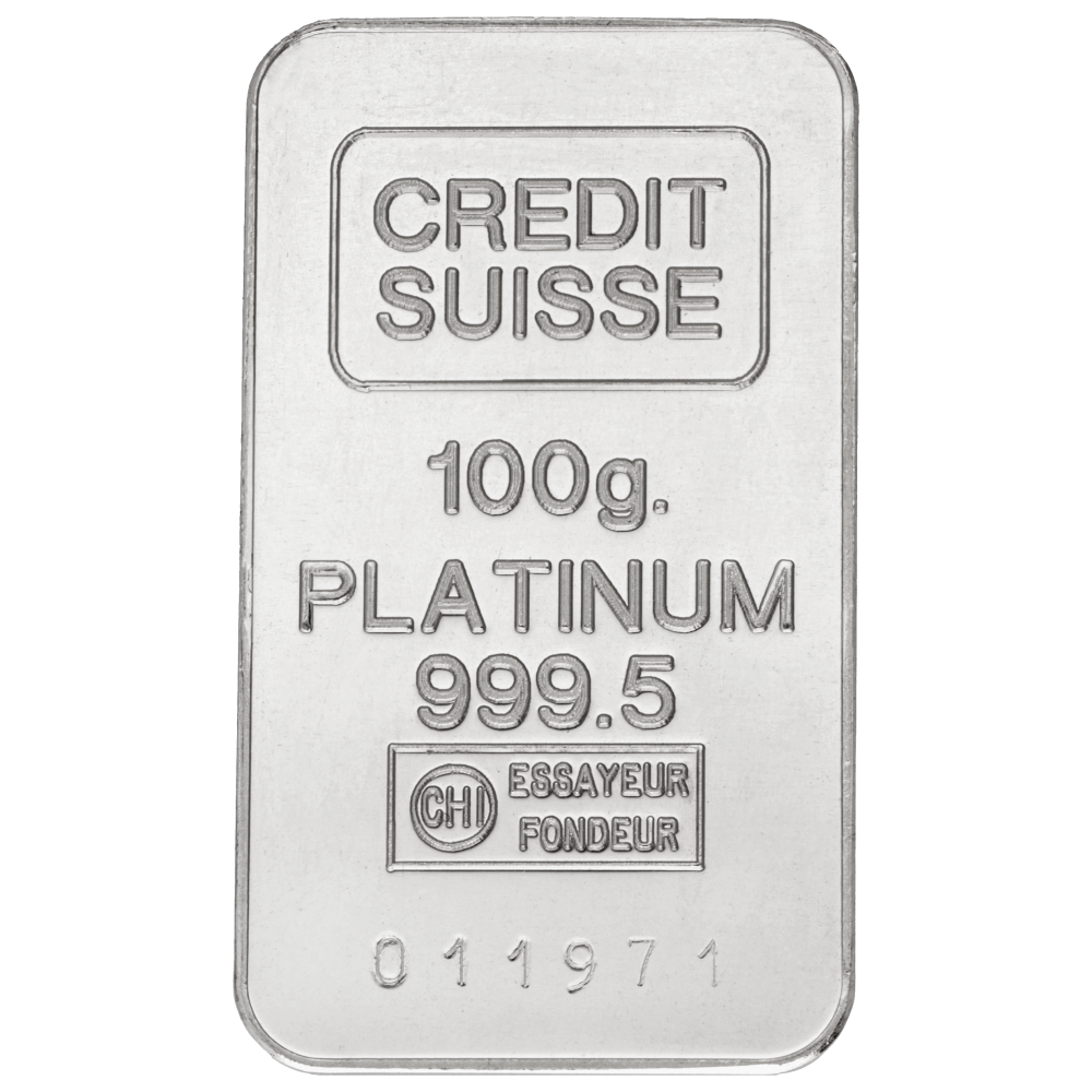 Platinabaar 100 gram (99,95%) diverse producenten