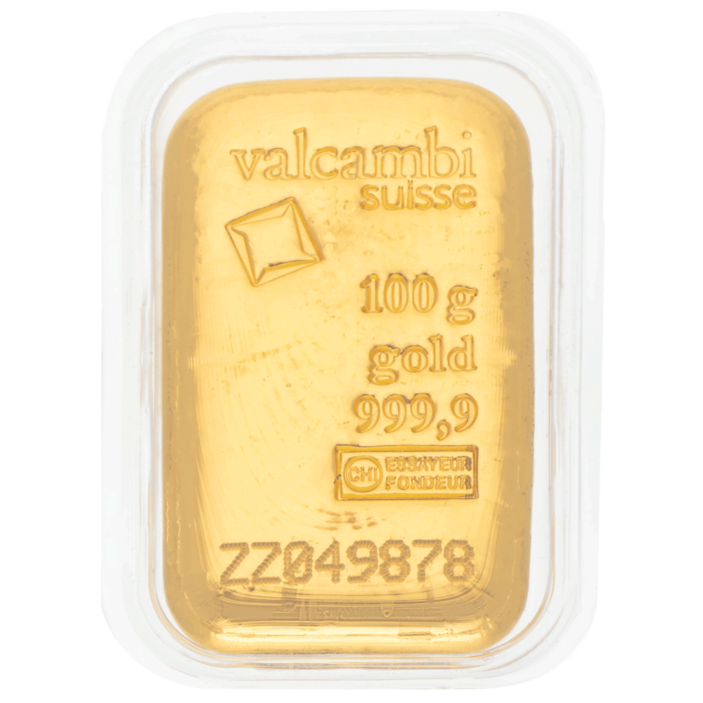 Un lingot d or certifie Valcambi de 100 grammes